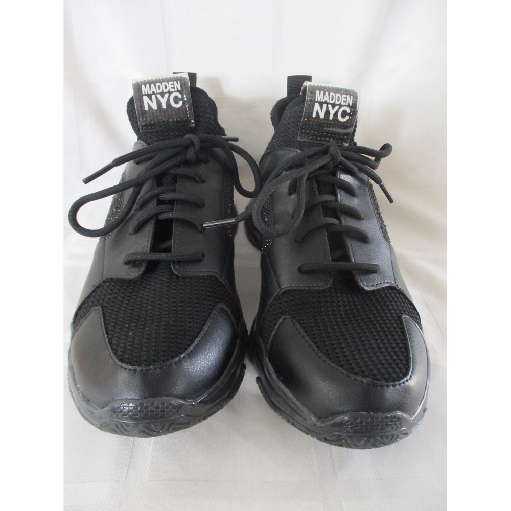 Madden NYC Rhinestone Shoes Womens Sz 11 Black Lace Up Sneakers Trainers